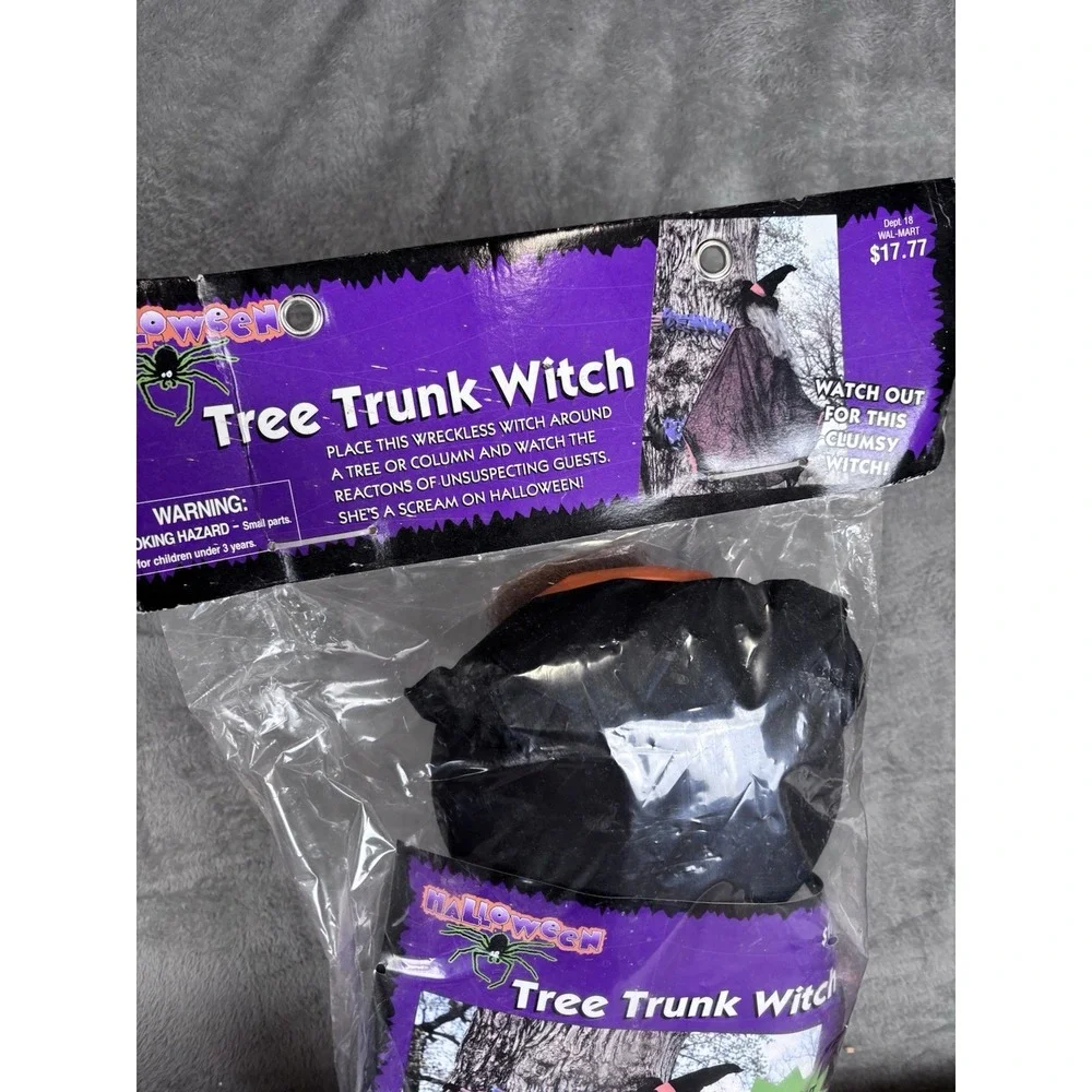 Vintage Halloween Flying Witch Tree Trunk Witch Large & Heavy /‎ NEW Old Stock